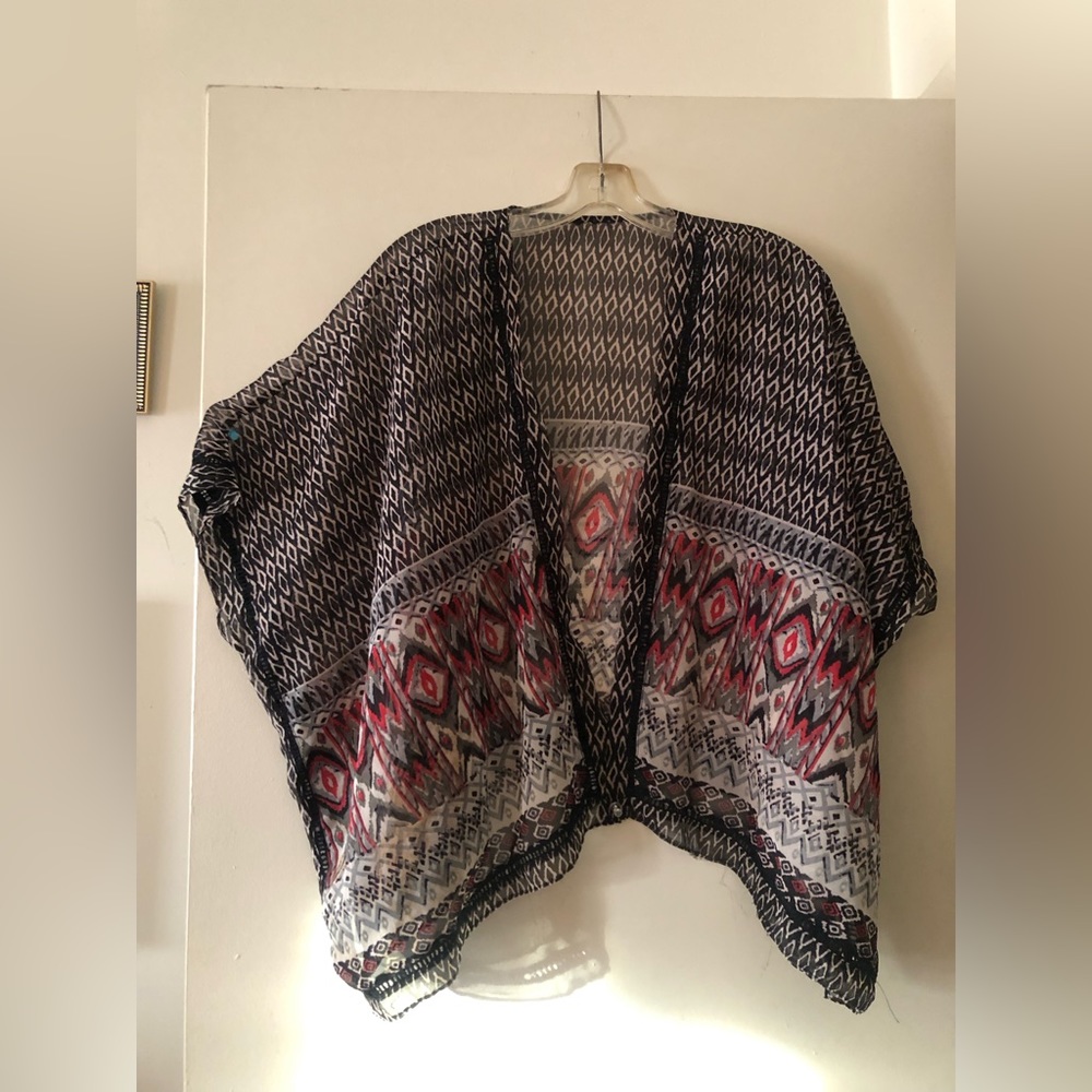Sheer Shrug Size XL Black Red Tan